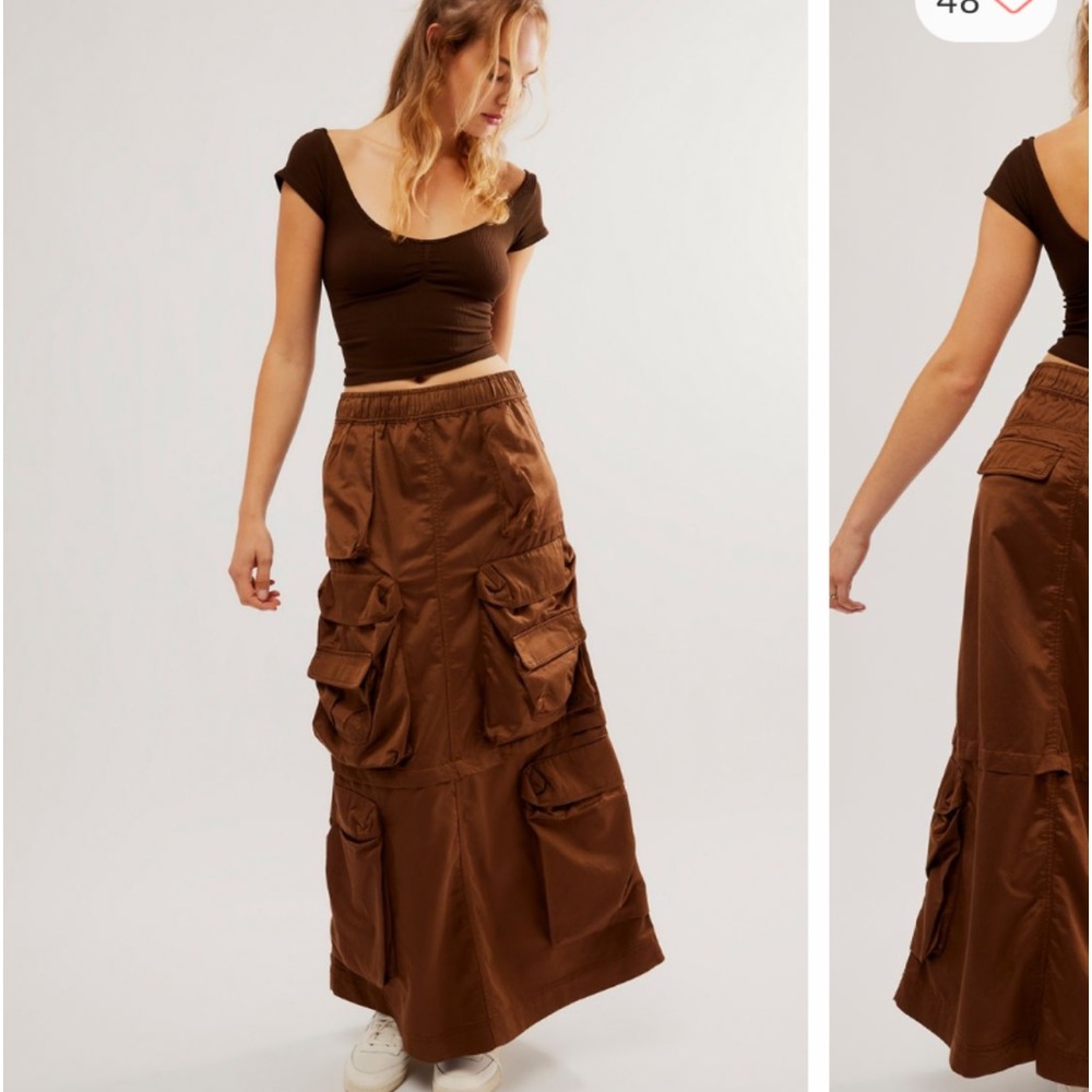 DIESEL O-NITA CARGO INSPIRED LONG SKIRT W/OVERSIZED POCKETS IN BROWN 40